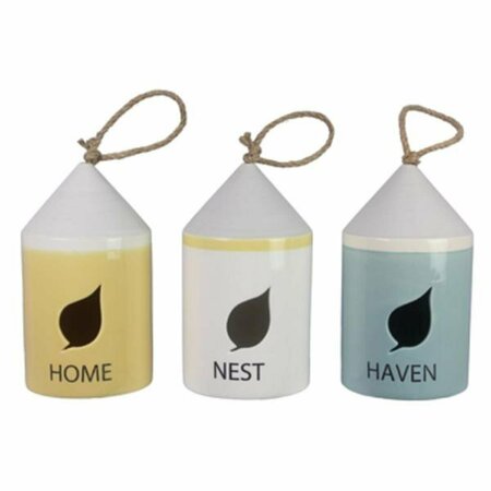 DISCIPLEDISCIPULO Ceramic Bird Houses, Assorted Color - 3 Piece DI4266061